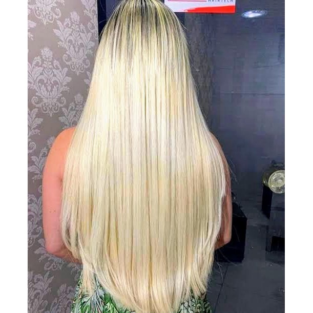 Aplique Tic Tac Bio Orgânico Loiro Claríssimo Liso 60cm em Oferta na Shopee