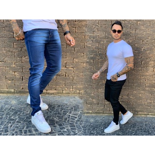 Kit 2 Calças Skinny Com Lycra Jeans Que Estica Masculina