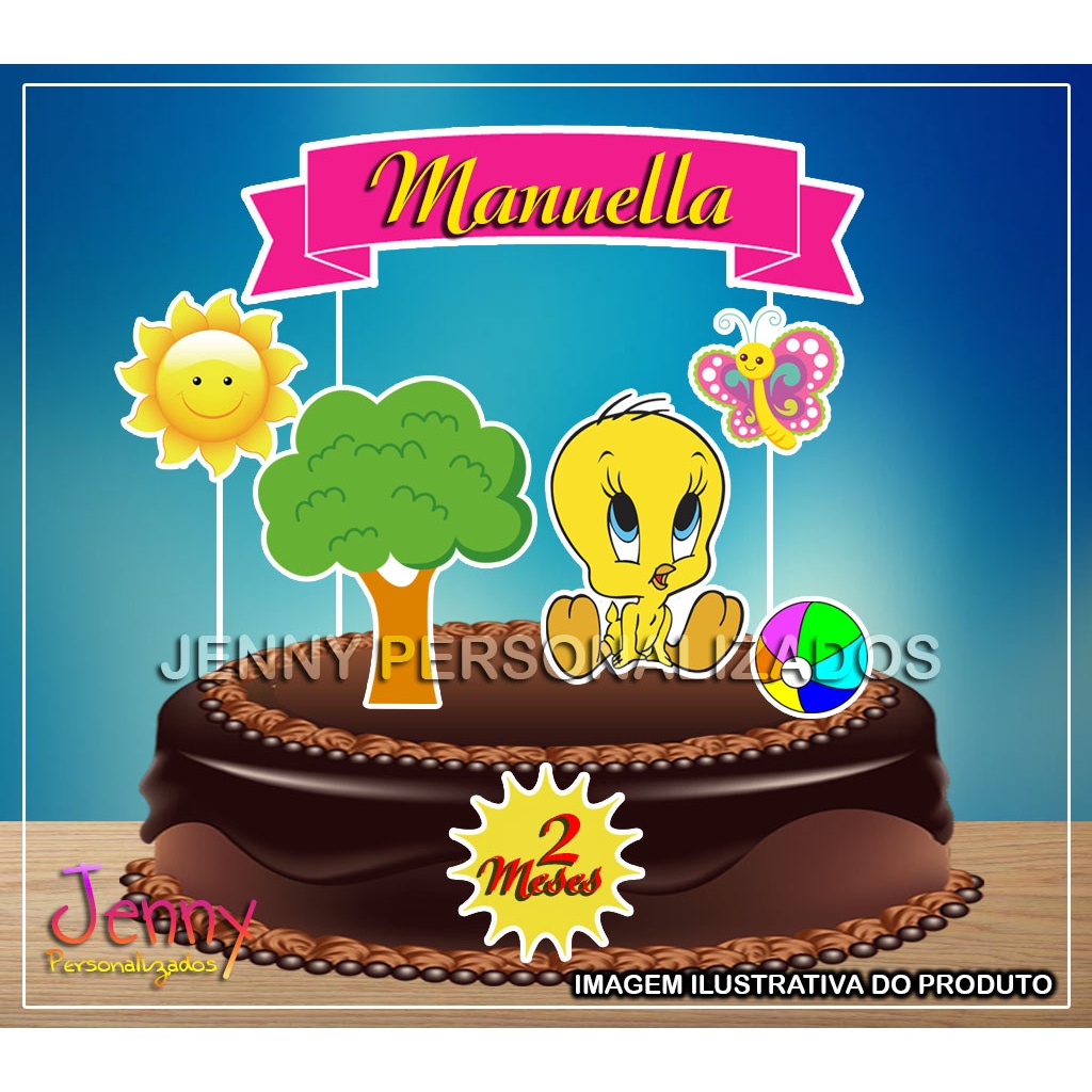 Topo Topper de bolo Piu Piu Personalizado