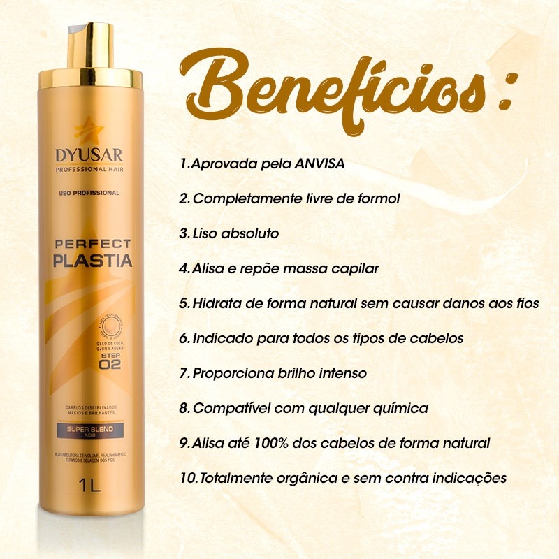 Escova Progressiva Sem Formol Profissional Perfect Plastia DYUSAR 1 litro em Oferta na Shopee
