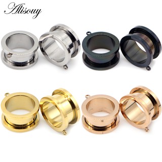Alisouy 2pc DIY Pendant Dangle Polia De Aço Inoxidável Tampões De Orelha Túneis De Parafuso Esticadores Corpo Piercing Jóias Brincos Expansor