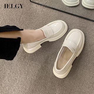 Sapatos De Couro Estilo british Femininos IELGY preppy Grosso Para Mulheres