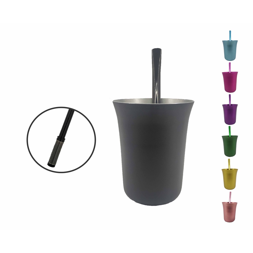 Kit Tereré 1 Cuia Caldeira Para De Alumínio 250ml 1 Bomba Filtro Mola Externa Regulável