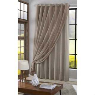 Cortina Blackout com voil liso 1 parte 1,40×2,60 para sala em Oferta na Shopee
