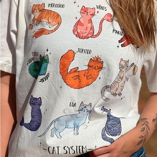 Camiseta Cat System - Off-White