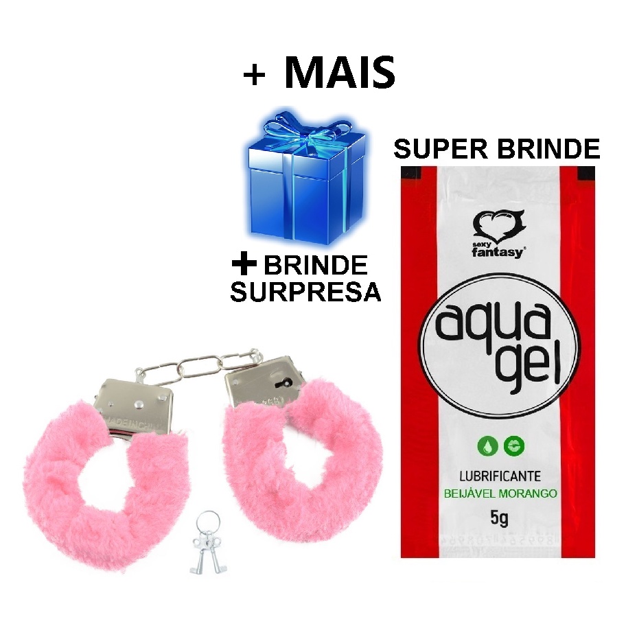 Kit Algemas Rosa Fantasias Festas, 2 Brindes ( 1 Lubrificante gel ...