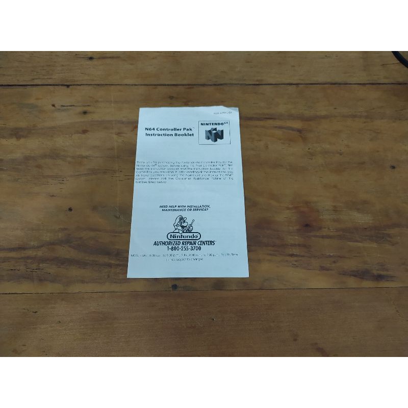 Manual Original Controller Pak Memory Card N-64 Nintendo 64