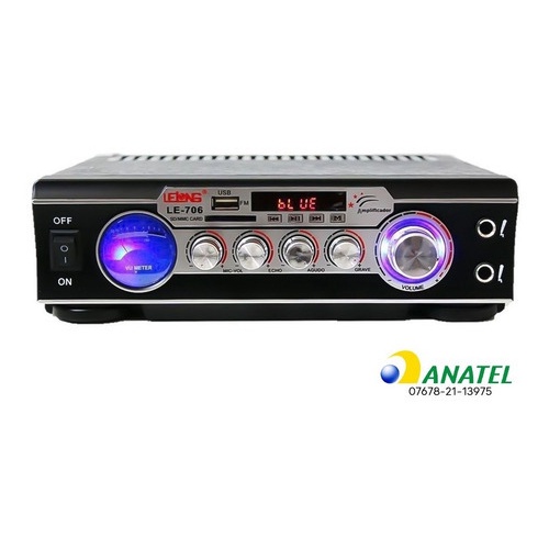 Mini Amplificador Áudio Bluetooth Receiver Fm Usb Karaokê 30w