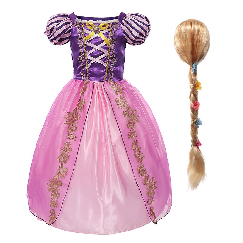 Meninas Rapunzel Princesa Crianças Vestido De Verão Emaranhado Traje Vestidos  De Festa De Aniversário Roupas Carnaval Sofia | Shopee Brasil