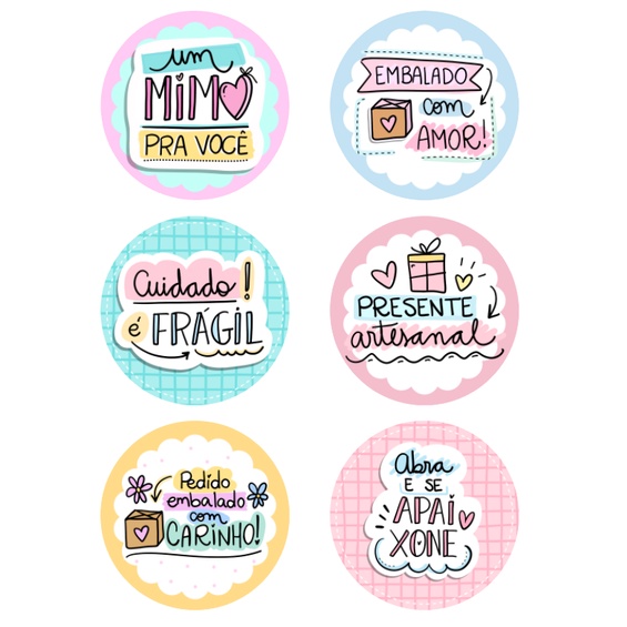 250 Adesivos Etiqueta Tag Um mimo pra você -  Embalado com amor - Cuidado fragil 3X3cm em Oferta na Shopee
