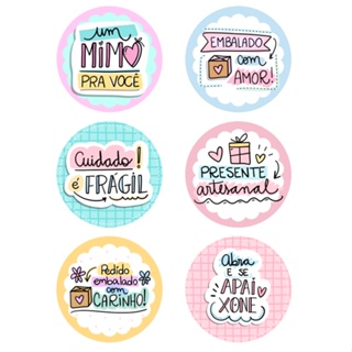 250 Adesivos Etiqueta Tag Um mimo pra você -  Embalado com amor - Cuidado fragil 3X3cm em Oferta na Shopee