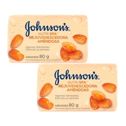 Kit com 2 Sabonete Barra Johnson's Rejuvenescedora Amêndoas 80g