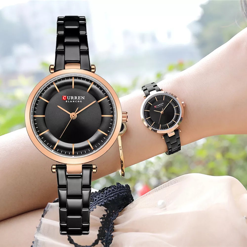 CURREN Women's Watches Quartz Stainless Steel Waterproof 9054S em Oferta na Shopee