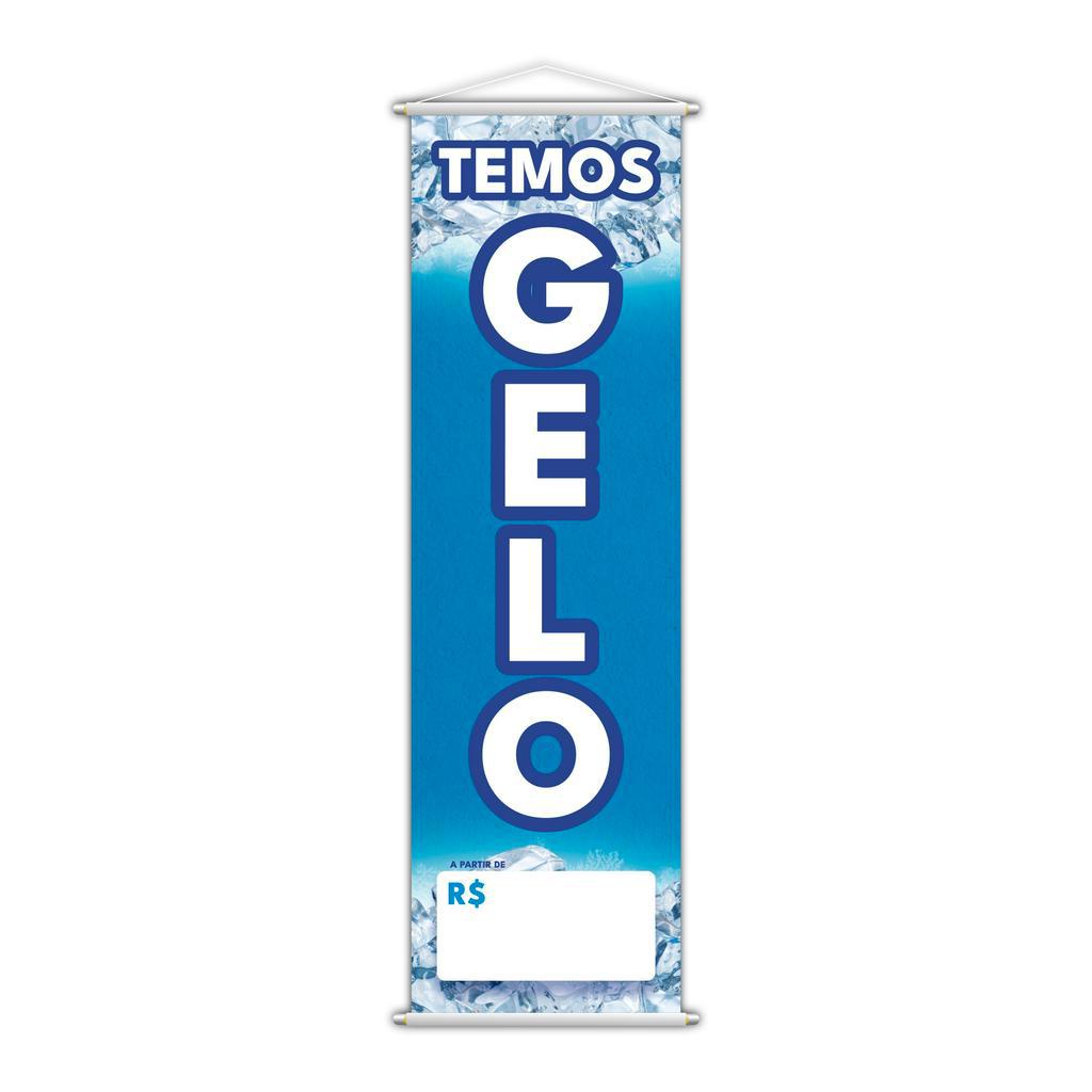 Banner Temos Gelo Preço Fundo Branco Serviço Lona