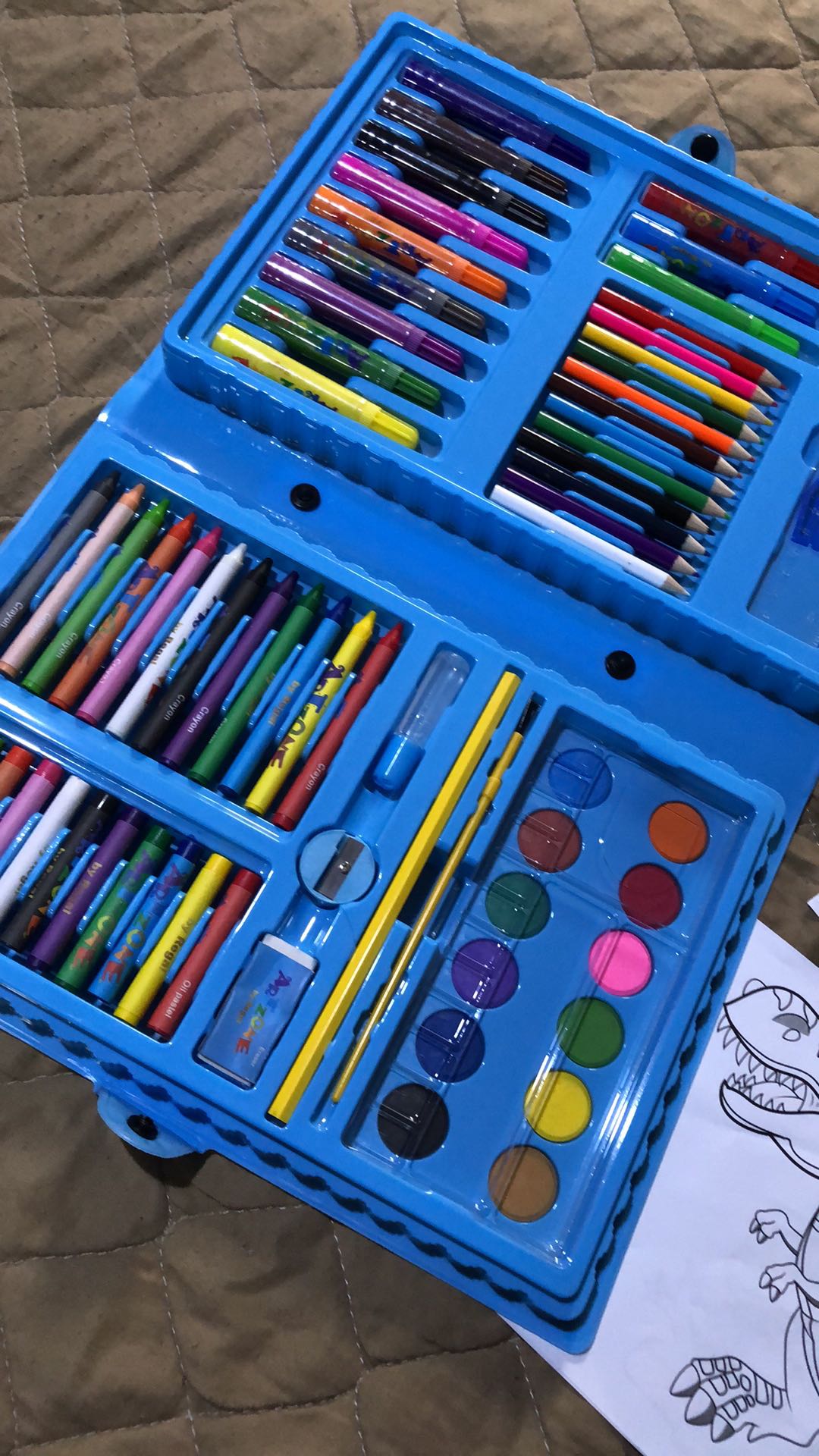 Estojos Maleta De Pintura Infantil Com Canetinhas Giz e Lápis! Mais Desenhos Para Colorir!