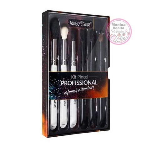 Kit Profissional De Pincéis para Olhos Esfumar e Iluminar Macrilan WB500