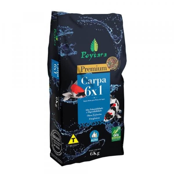 Ração para carpas POYTARA 6X1 6 KILOS , Ração premium para peixes de lago