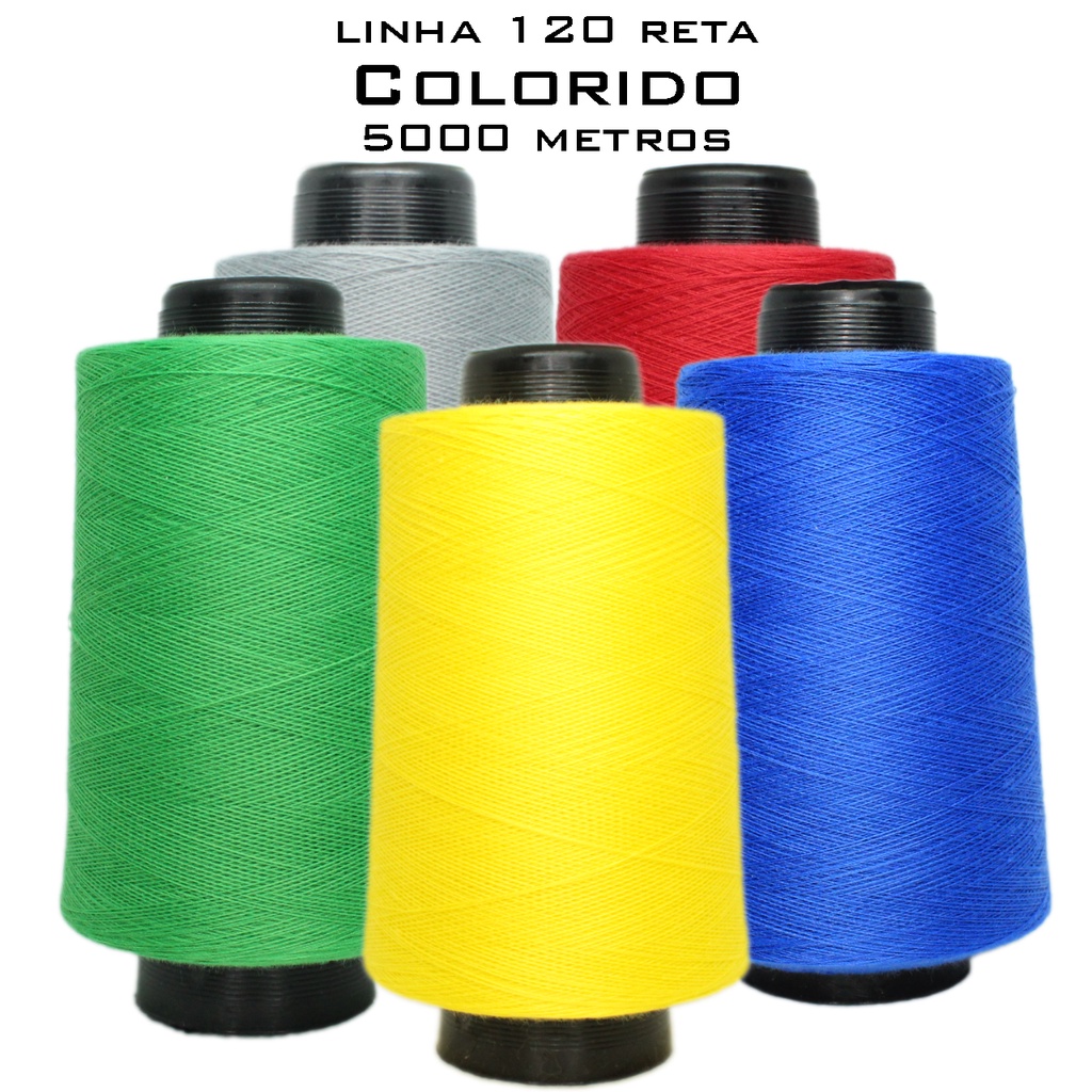 Linhas 120 5000m Coloridas Contem 1 Cone Para Costura Em Maquina Reta E ...