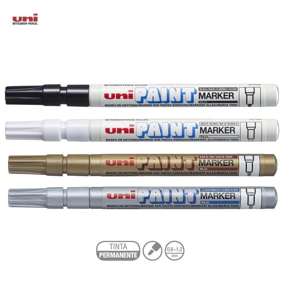 Caneta marcador permanente Uni Paint Marker Px21 em Oferta na Shopee