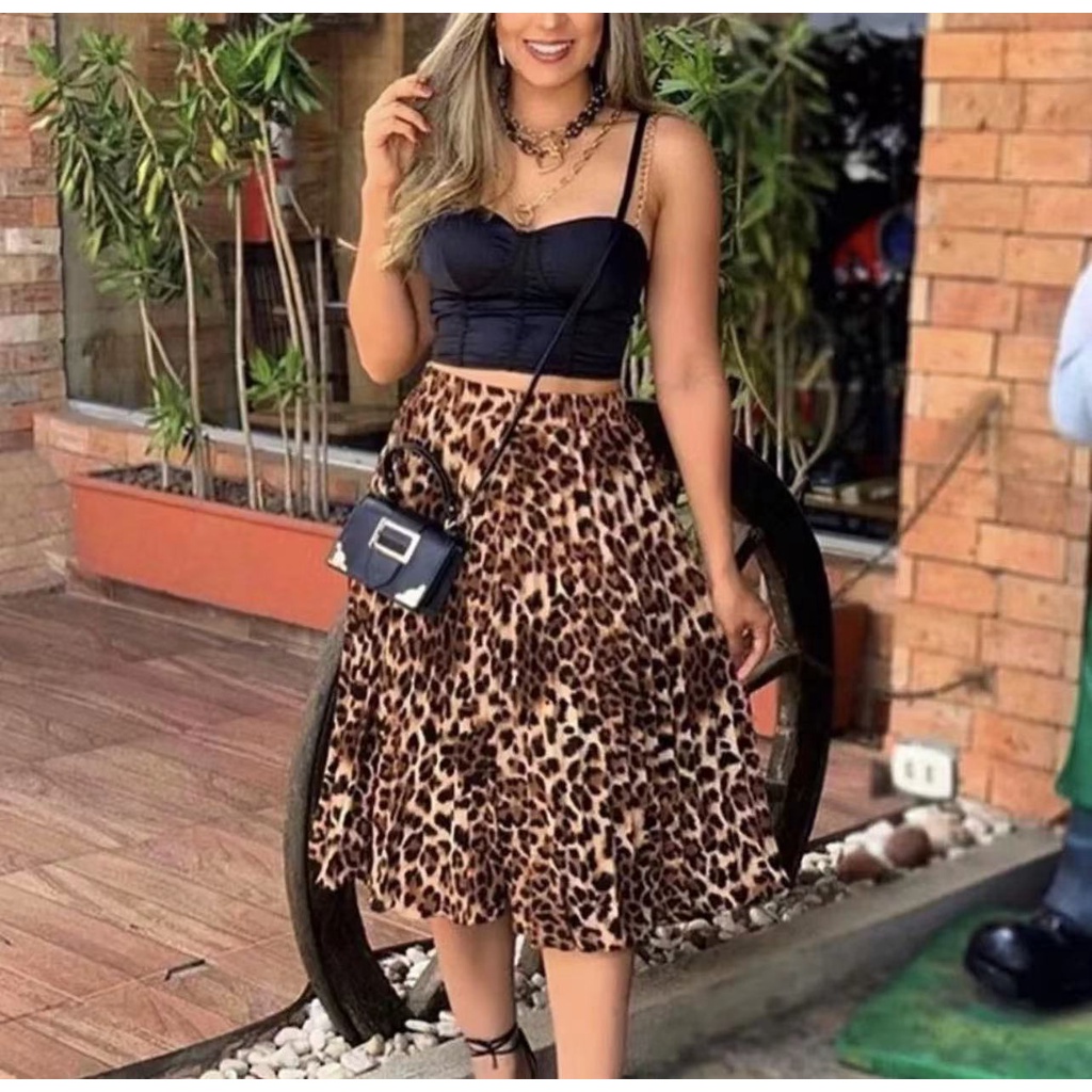Saia Plissada Midi Animal Print-083 — imagem 2 de 2