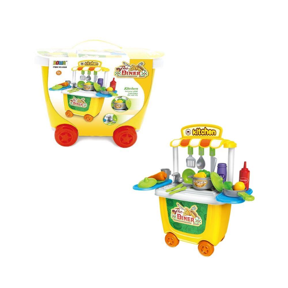 Brinquedo Infantil Cozinha Mini Chef 2 em 1 Interativo com Bancada Completa e Acessórios Rodinhas
