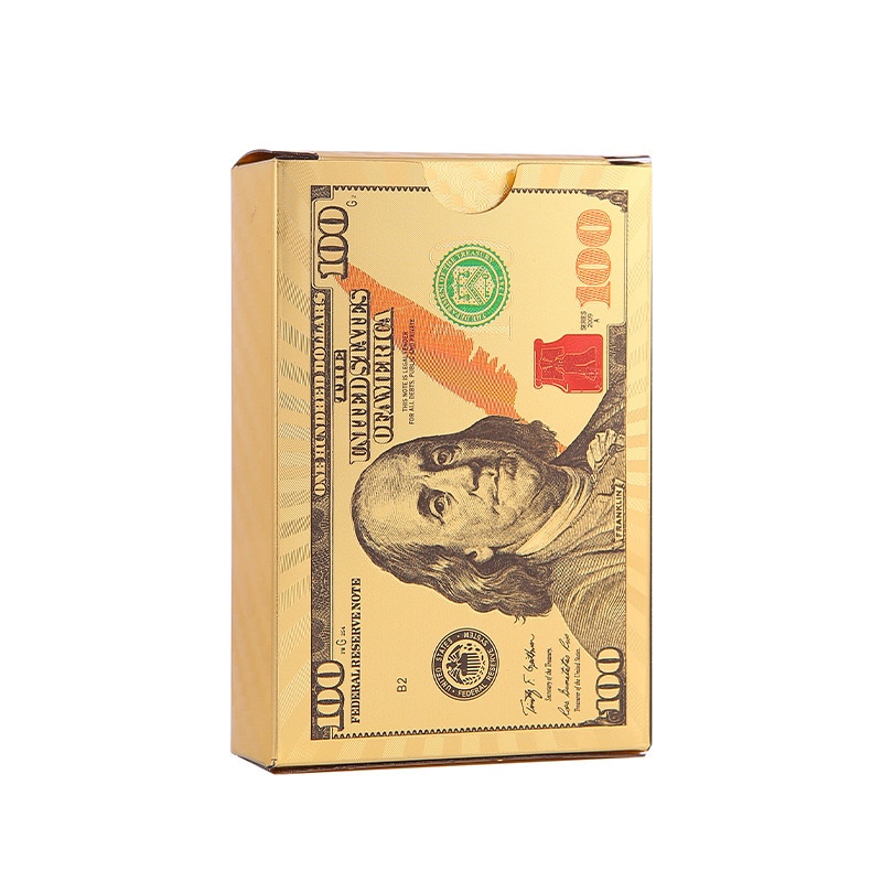 Jogo Carta De Baralho Dourado DÓLAR Folha De Ouro Com 54 Cartas Para Poker Jogos Plástico