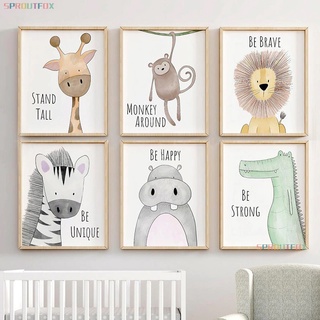 Quadro decorativo 3 peças 20x30 animais frases leão para quarto infantil criança