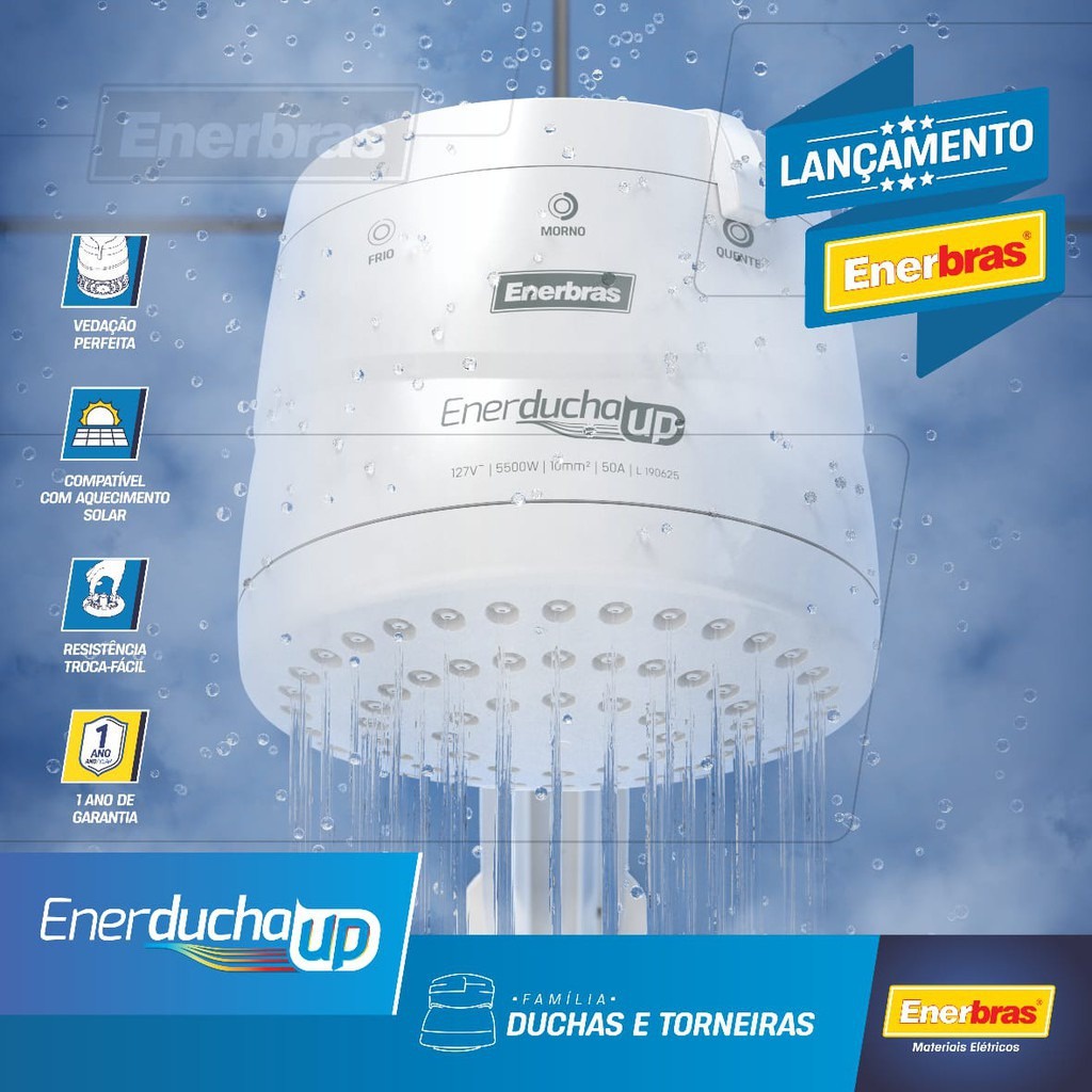 Ducha Elétrica chuveiro elétrico Enerducha UP 127v ou 220v 4400W / 5500W Enerbras .