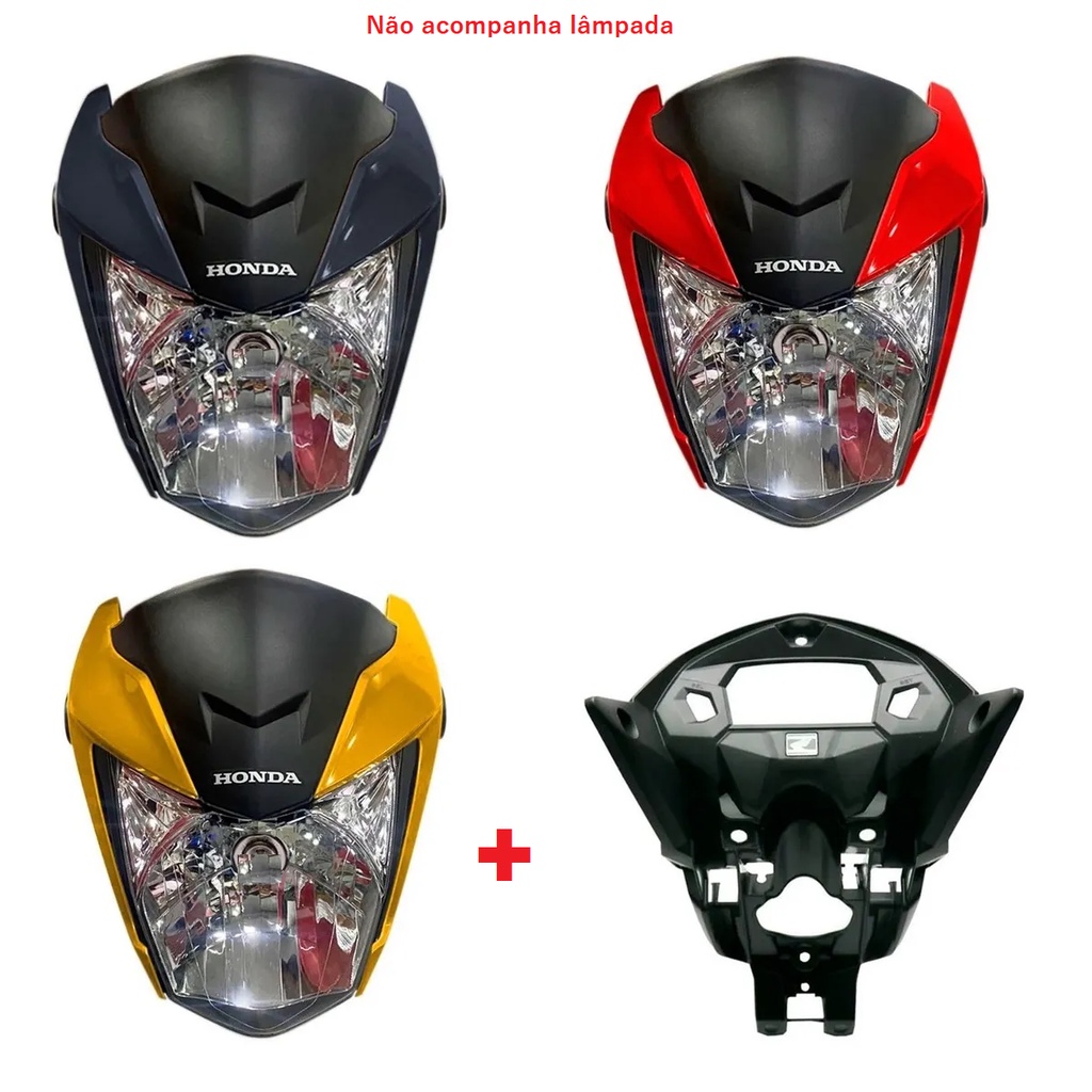 Kit Farol C/ Bloco Titan 160 22 CG 160 Frente 2022 + Suporte Aranha Plasmoto