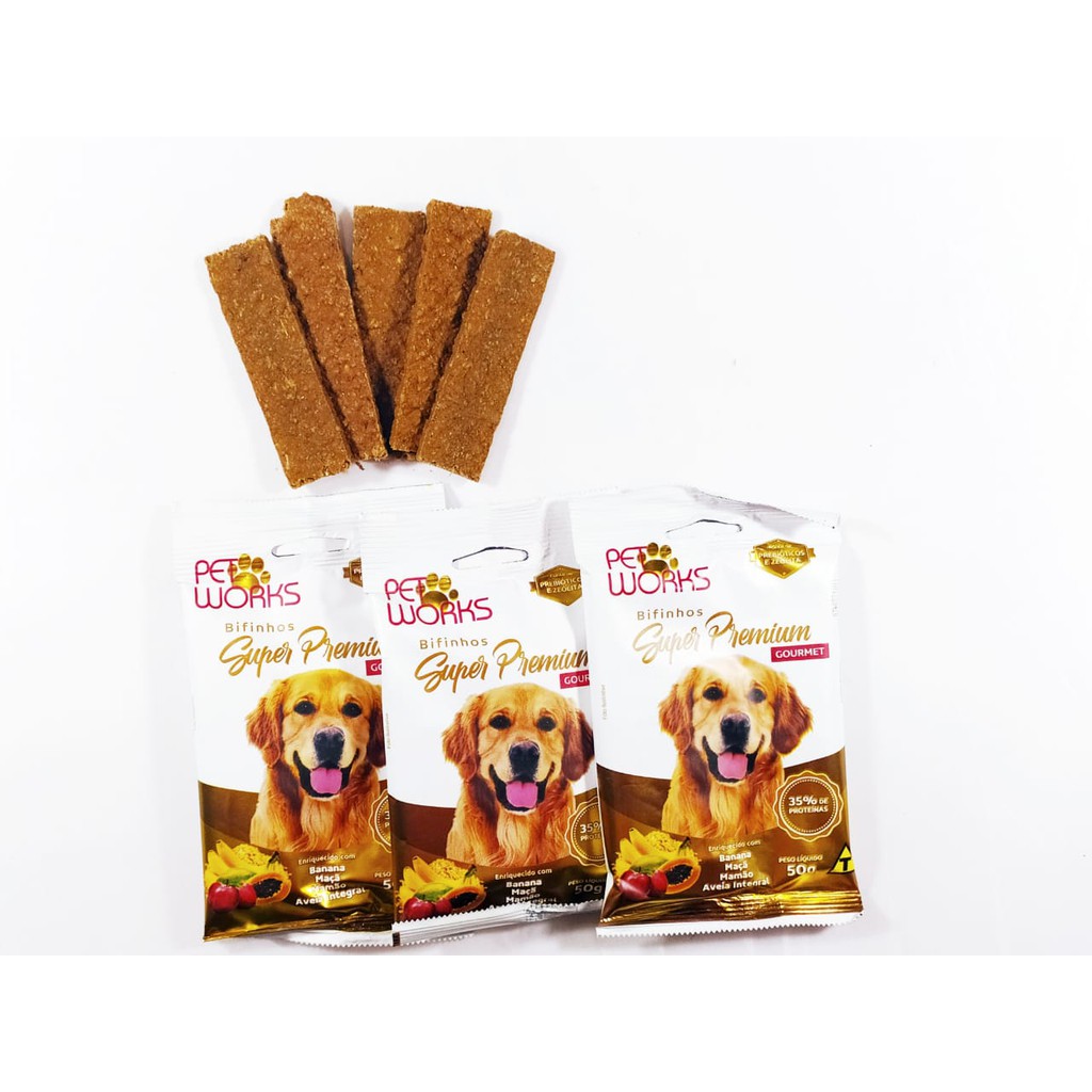 Kit Com 15 Unidades Petisco Bifinho Super Premium Gourmet Para Cachorro 35 De Proteinas Enriquecido Com Banana Maca Mamao E Aveia Integral Pet Works Shopee Brasil kit com 15 unidades petisco bifinho super premium gourmet para cachorro 35 de proteinas enriquecido com banana maca mamao e aveia integral pet