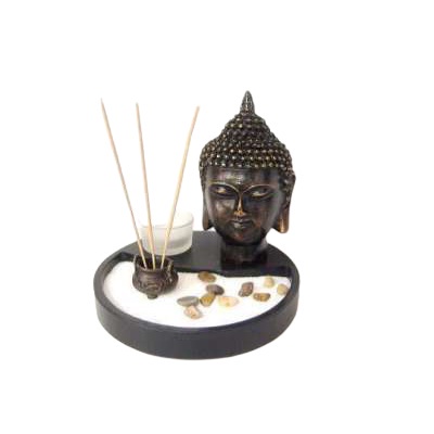Imagem Buda Zen Porta Vela Incensário Jardim Zen