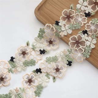 1Yard 3D Flower lace Trim , Fita De Renda Bordada Florida Para Vestido/Casamento/Bridal DIY Costura Decoração 6.5CM Larga