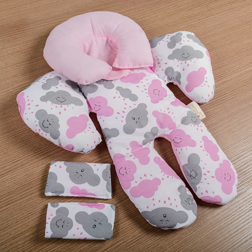 Almofada Para Bebe Conforto Suporte Carrinho Redutor Encosto Nuvem Rosa ...