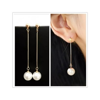 Brinco Longo Com Pérolas Ouro Antialérgico/ Elegante Delicado Feminino