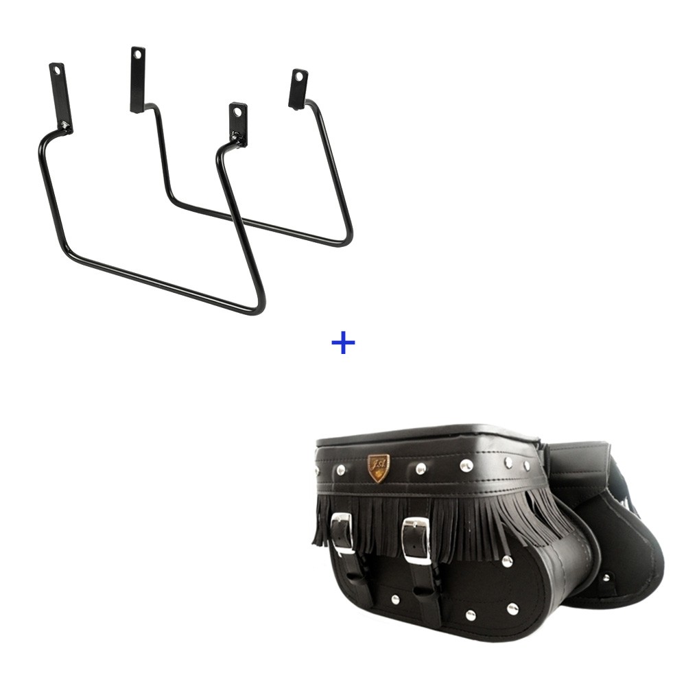 Kit Viagem Indian Scout Suporte + Alforge Lateral Botinha 18 Litros C/ Franjas