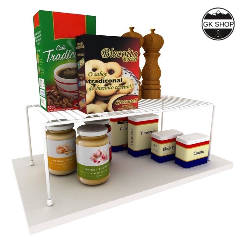 Organizador de Cozinha Grande 42cm Armário Prateleira Aramado Aço 1und