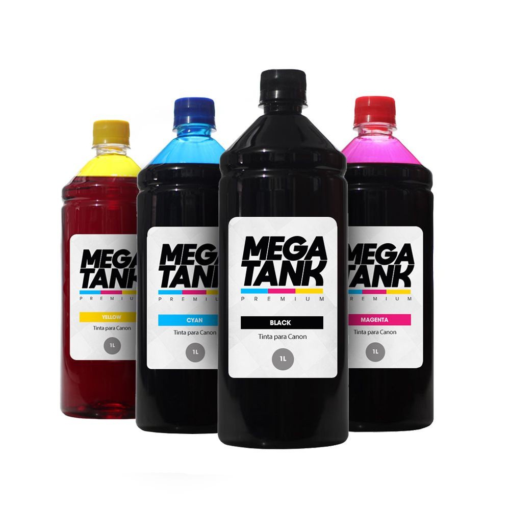 Kit 4 Tintas para Canon G3110 CMYK 1 Litro Mega Tank