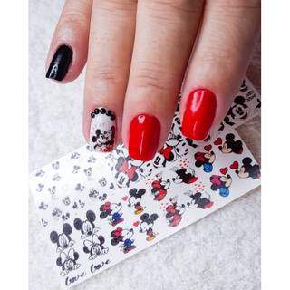 Mini cartelão películas adesivos decoração de unhas manicure Mickey e Minie beijo casadinho