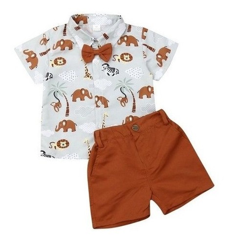 Safari Roupa Festa Mickey Safári Verde Menino Conjunto Socia
