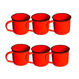 Conjunto 6 Caneca Esmaltada Vermelha Tradicional Acabamento Rústico 6cm 150 ml Yazi