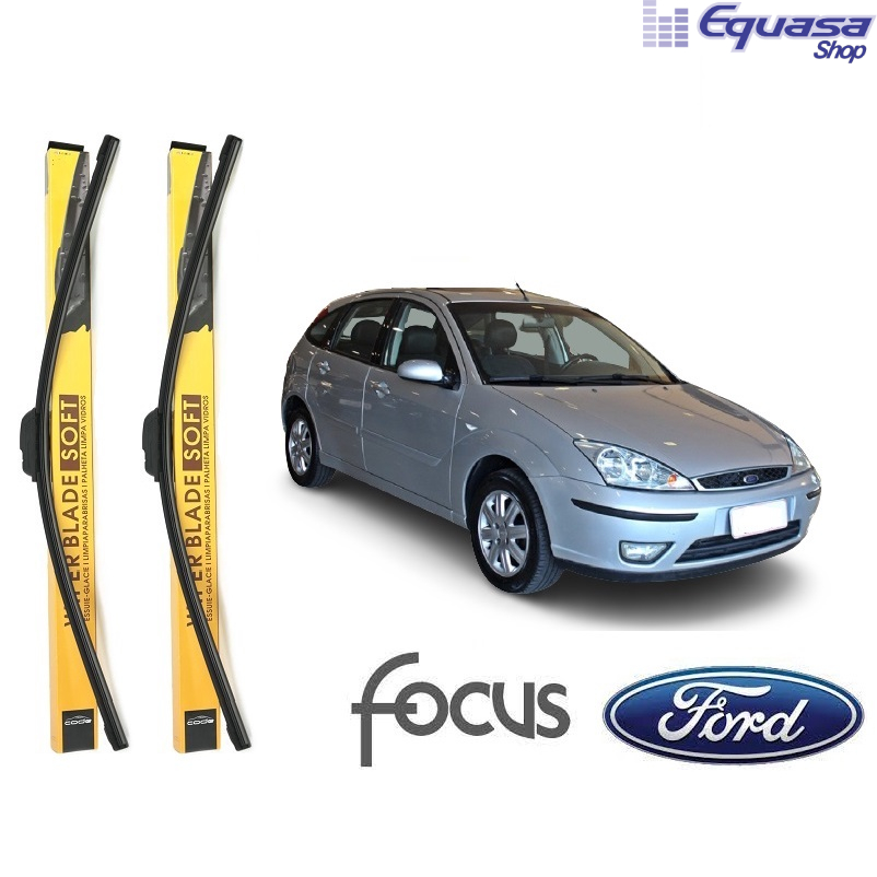 Kit Par 2 Palhetas para Limpador de Parabrisa Dianteiro para Ford Focus HATCH E SEDAN 2000 a 2007