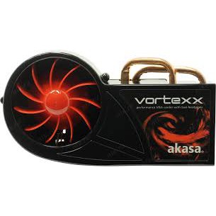 Cooler para Placa de Vídeo VGA ATI & NVIDIA Alta Performance. Heatipipe Base em Cobre. Design Inovador. 2 HeatPipes.Dissipador: 97x84x27mm. AK-VC02-RD VORTEX