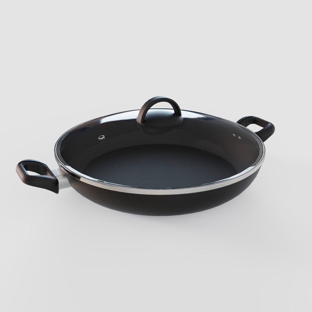 Frigideira Wok 5 Camadas Antiaderente Tampa De Vidro - FABRICADO NO BRASIL