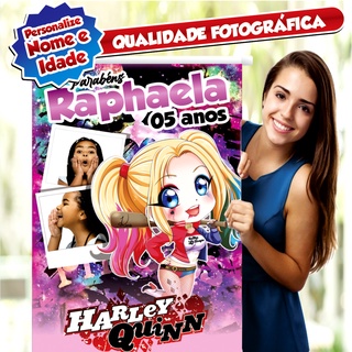 Banner Personalizado Painel Festa para Aniversário - TEMA ARLEQUINA (HARLEY QUINN)