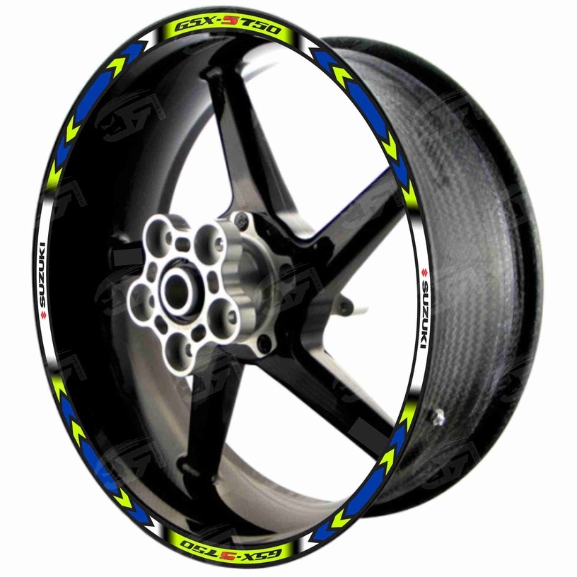 Adesivo Friso Refletivo Roda Moto Suzuki GSX S750 GSX S 750  GSXS750 M01 azul verde
