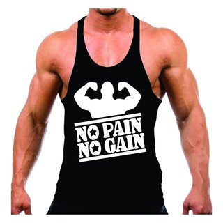 Camiseta Regata Masculina Estampada Para Treino Academia Esportes Super Leve No Pain No Gain