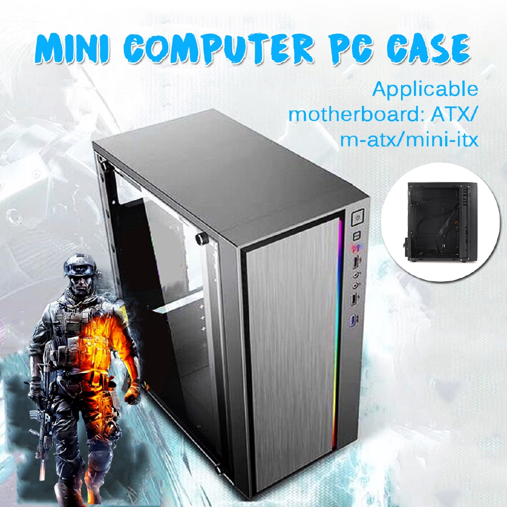 M Atx Mini Atx Computador Gaming Pc Case Acrilico Vidro Temperado Interface Usb3 0 Shopee Brasil