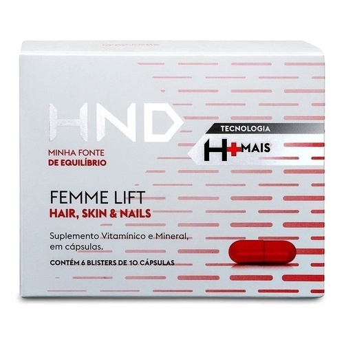 Vitamina Hnd Femme Lift Cabelo, Pele & Unha - 60 Cápsulas Hinode ...