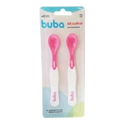 Kit 2 Colheres Termossensíveis Bebê Rosa Buba Muda de Cor para Alimentos Quentes Introdução Alimentar 11750