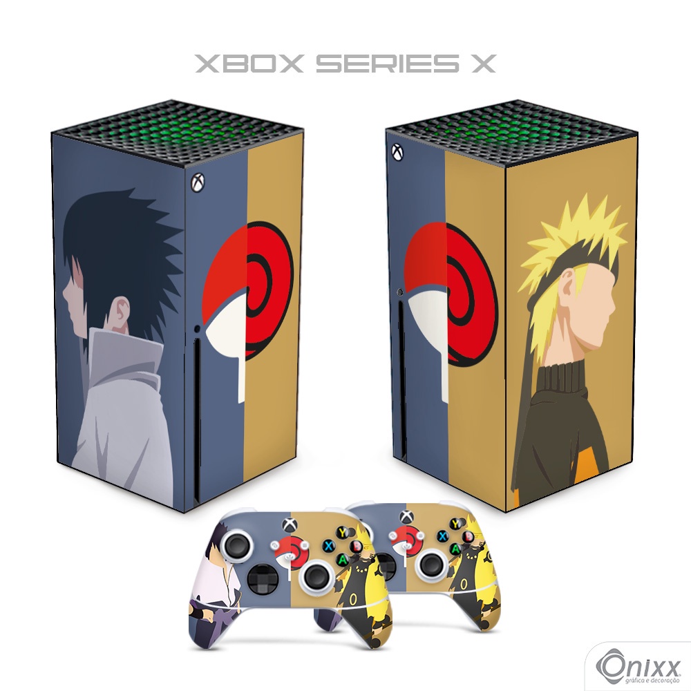 Skin XBOX Series X Adesiva Naruto e Sasuke Minimalist